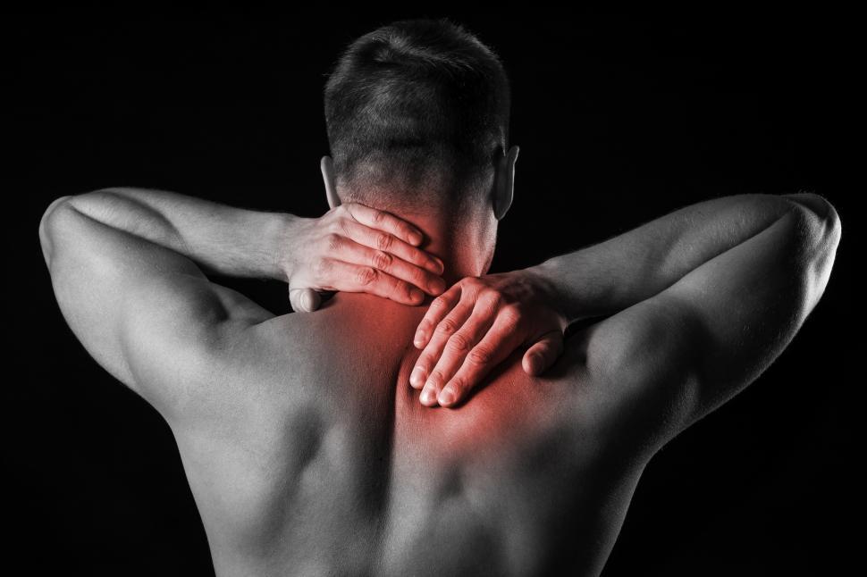Free Image of Man and pain in upper back and neck 