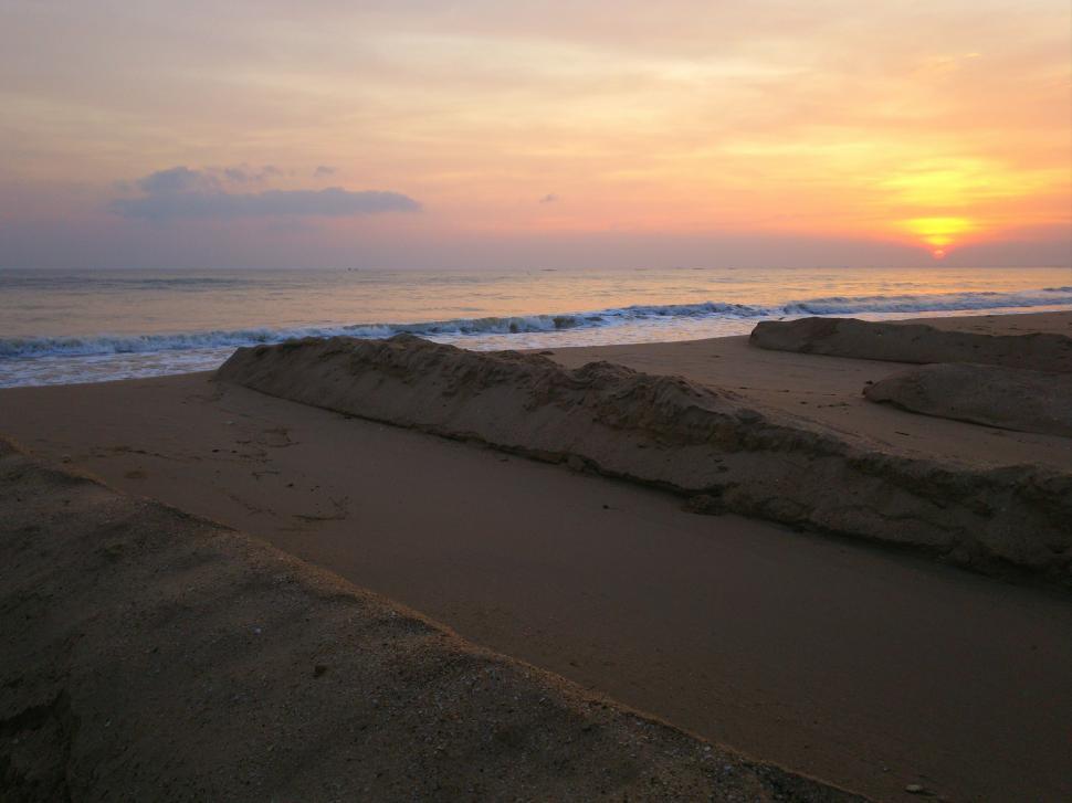 Free Image of Sand dunes and Sunrise sky  