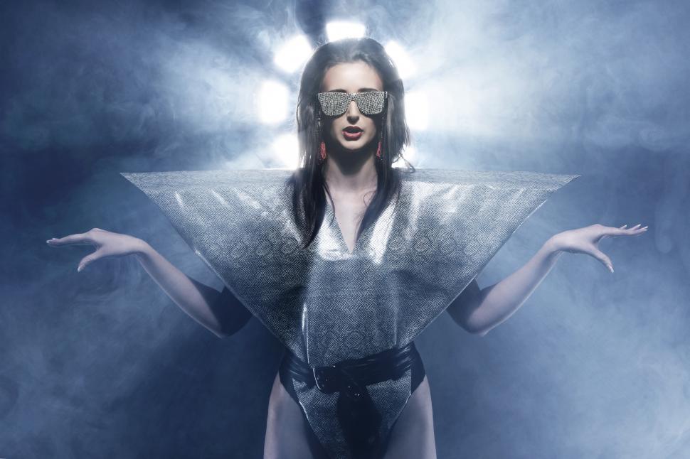 Free Image of Girl in bizarre futuristic dress 