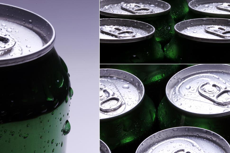 Free Image of Collage. Cans with water drops 