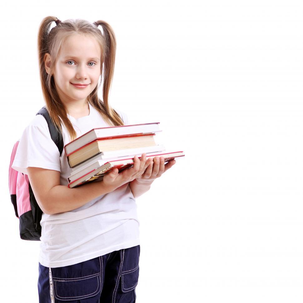 Download Free Stock Photo of Schoolgirl with books 