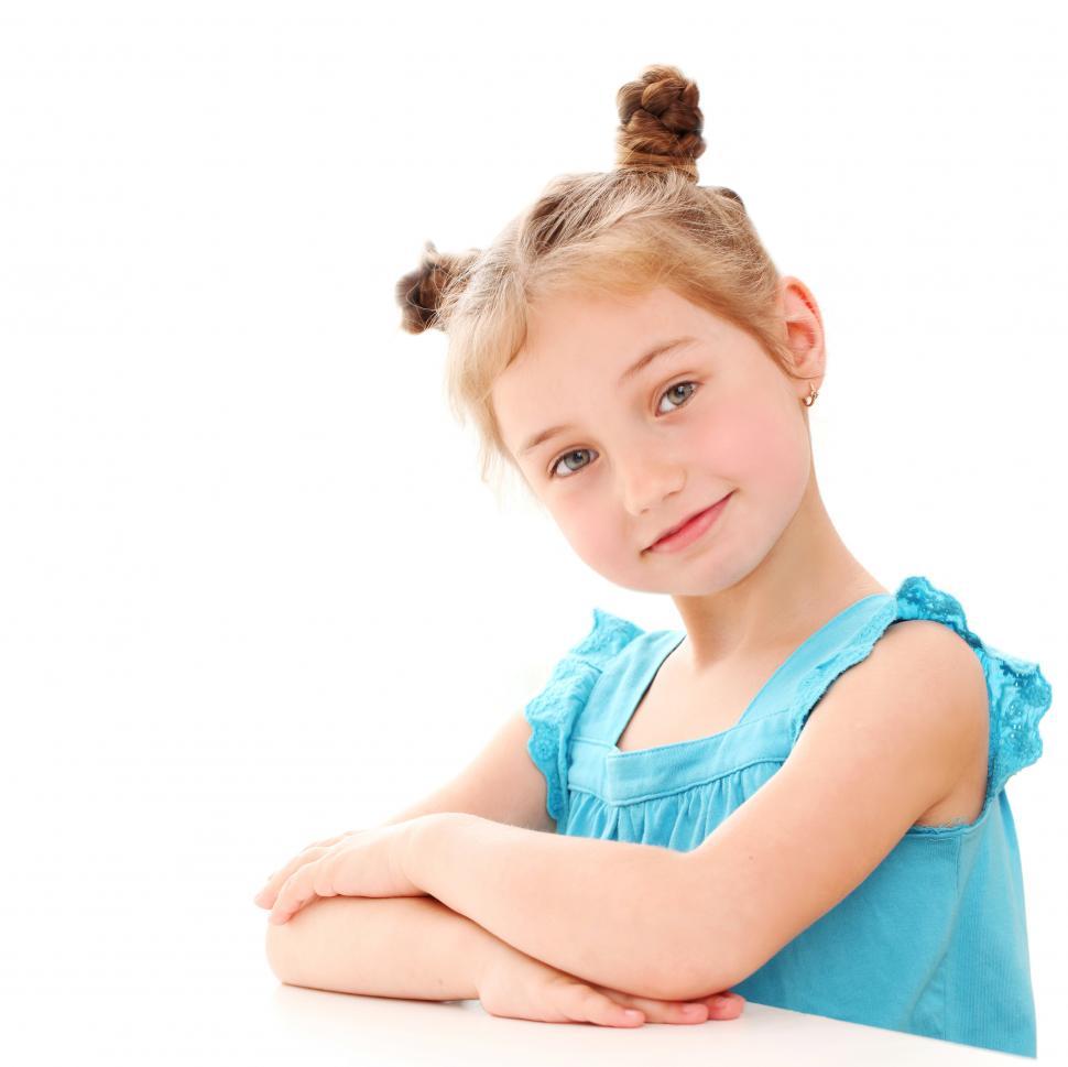 Free Image of Cute little girl at home, white background 