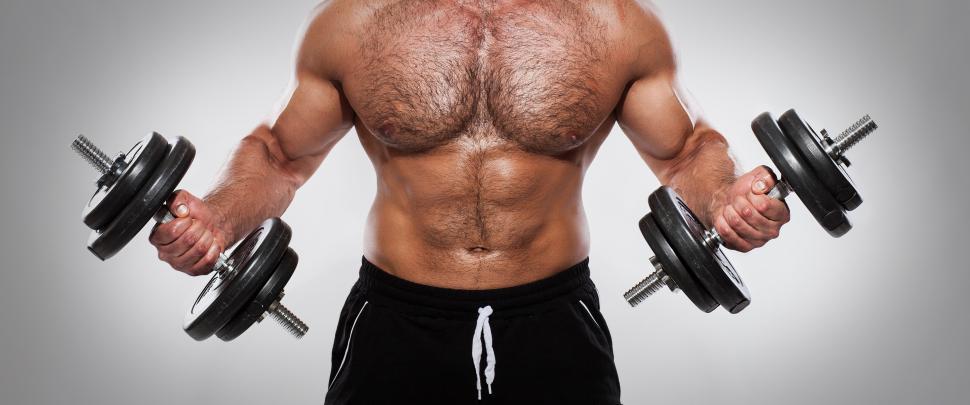 Free Image of Fitness. Man with two dumbbells 