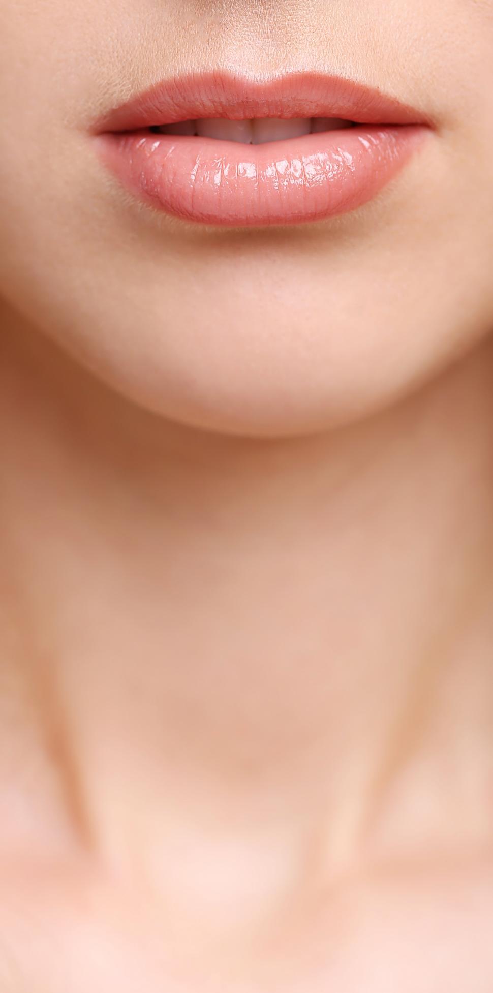 Free Image of Mouth and neck of young woman 