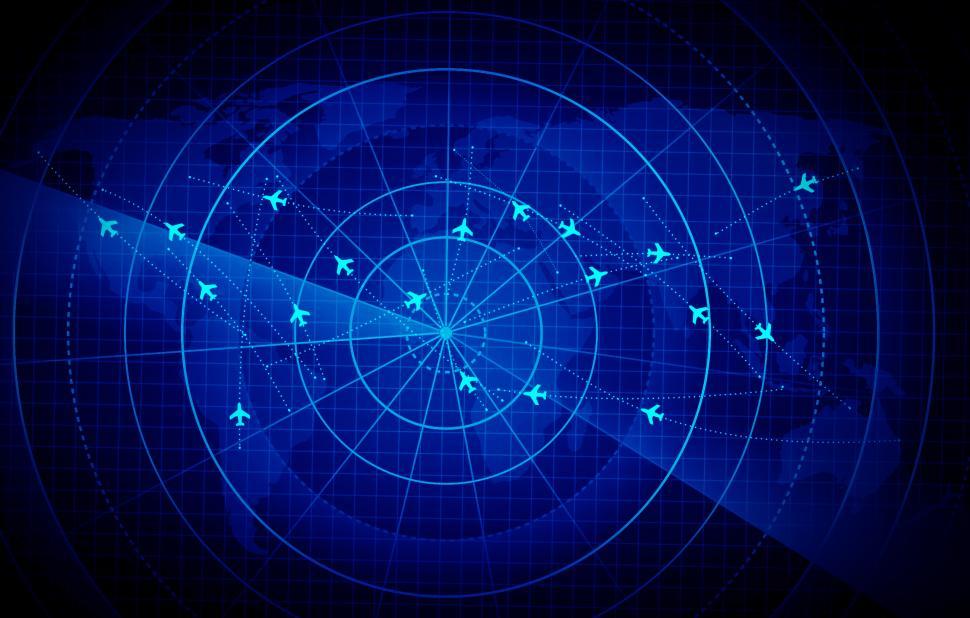 Free Image of Bright Radar Display - Airplane Traces on Target  - GPS - Tracki 