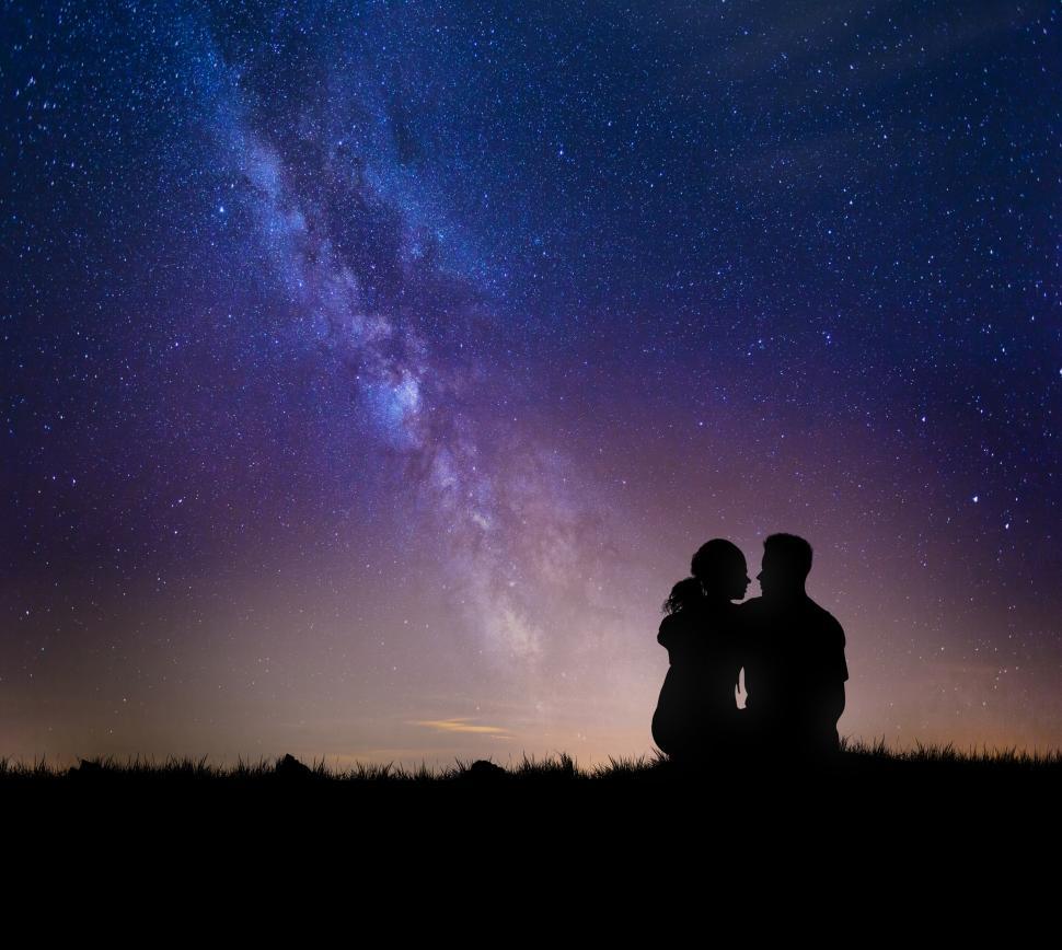 Free Image of Romantic Couple Watching the Stars - Love on the Milky Way 
