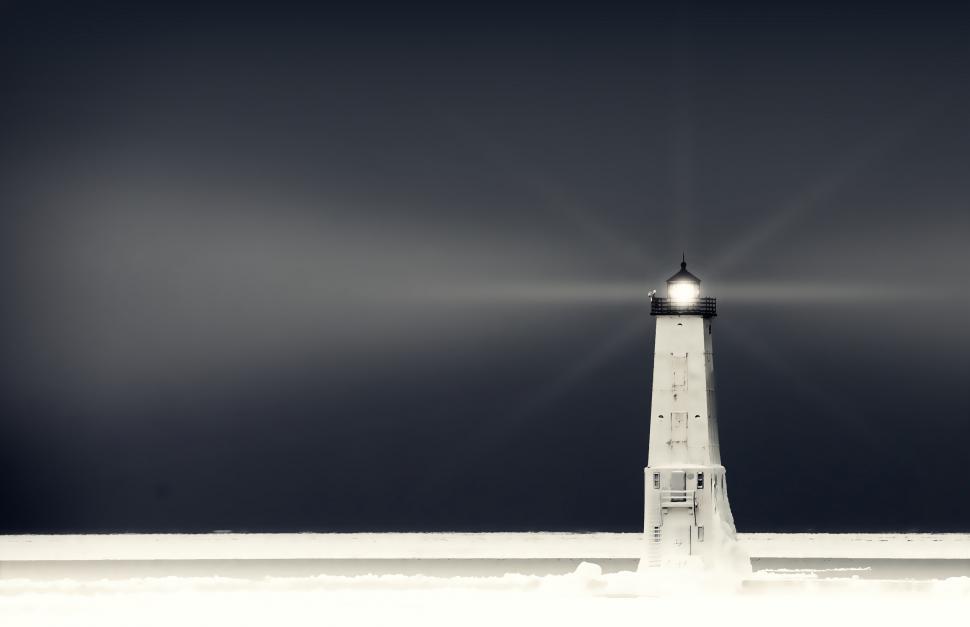 Free Image of Cold Winter Landscape - Lighthouse on the Ice 