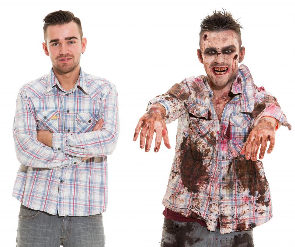 Free Image of Scary zombie transformation cosplay 