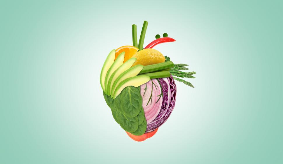 Download Free Stock Photo of Healthy Eating Concept - Heart Made of Fruits and Vegetables 