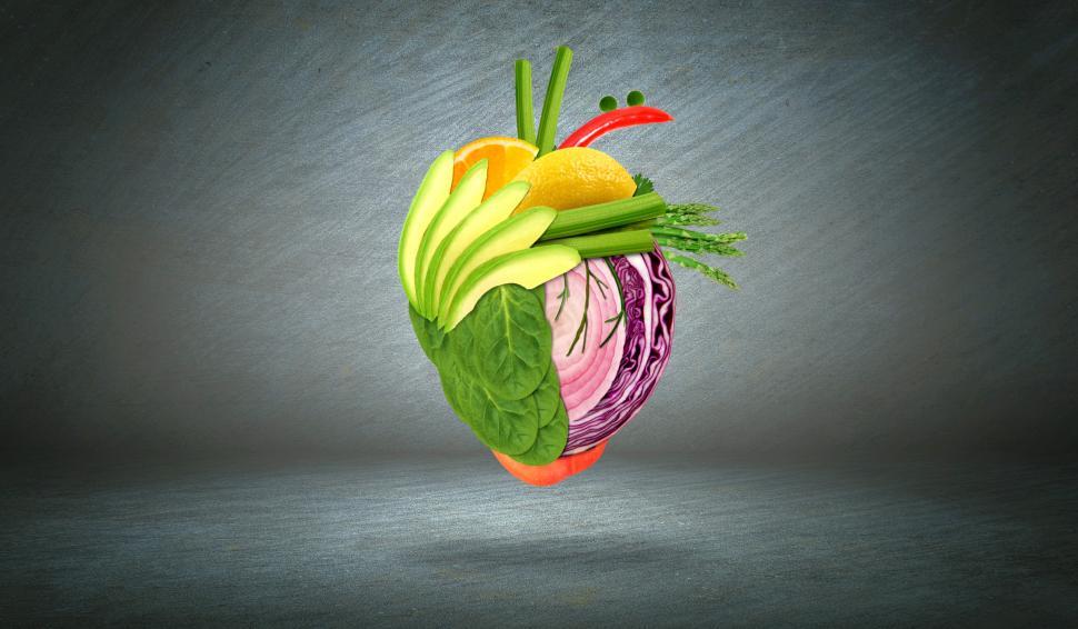 Download Free Stock Photo of Healthy Heart - Health Eating Concept with Fruits and Vegetables 