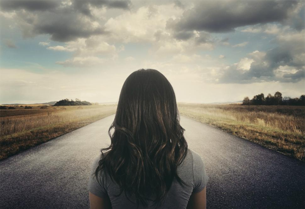 Download Free Stock Photo of Girl on the Road - Lifes Choices and Challenges 