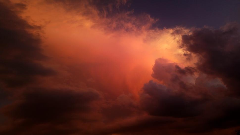 Download Free Stock Photo of Colorful Storm Clouds at Sunset 