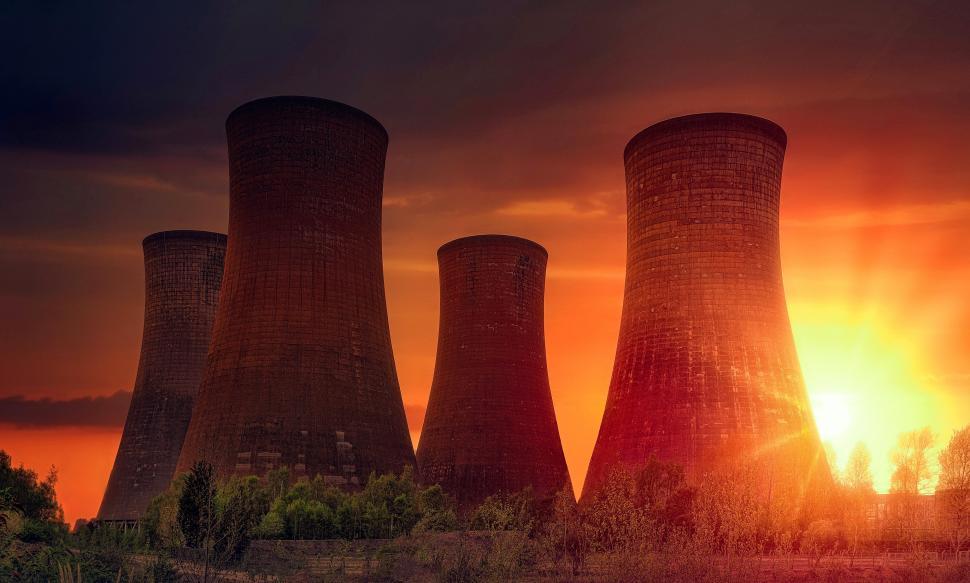 Free Image of Power Plant at Sunset - Cooling Towers 