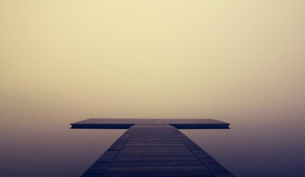 Free Image of Pier in the Morning Mist - With Copyspace 