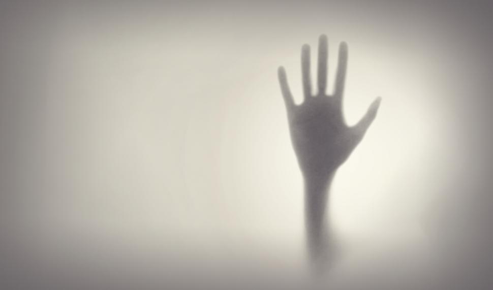 Download Free Stock Photo of Crying for Help - Fear - Hand Silhouette on Glass 