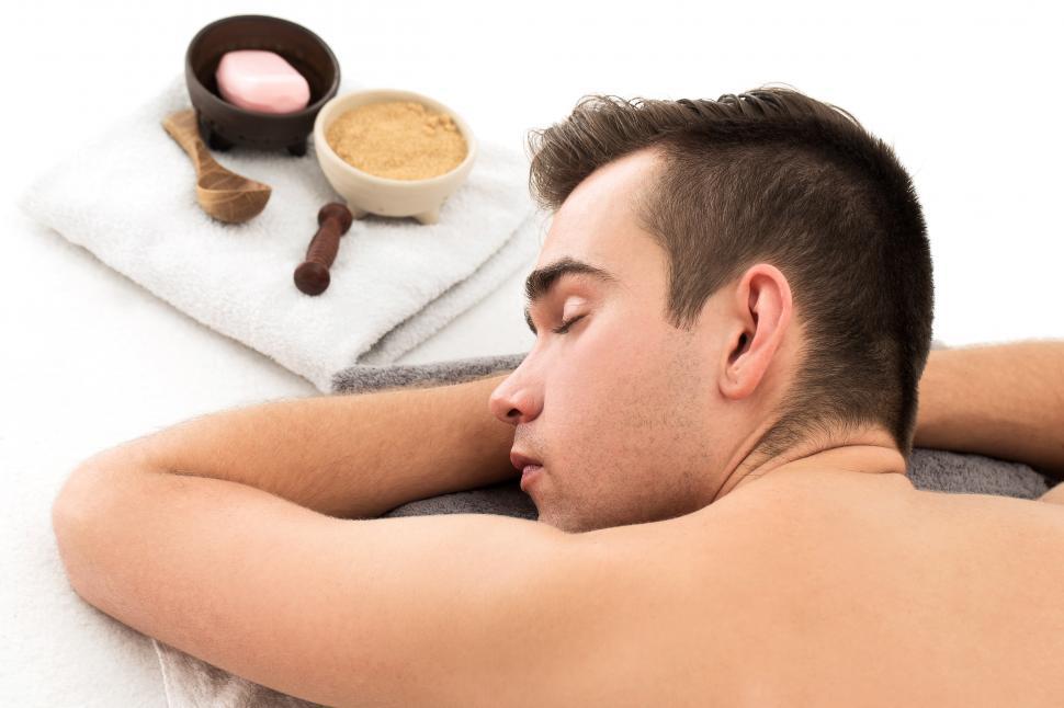 Free Image of Man in spa salon getting treatment 