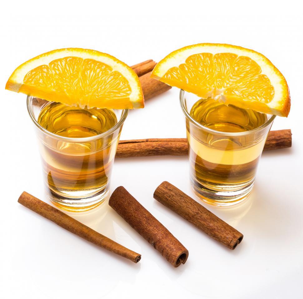Free Image of Tequila shots with orange and cinnamon 