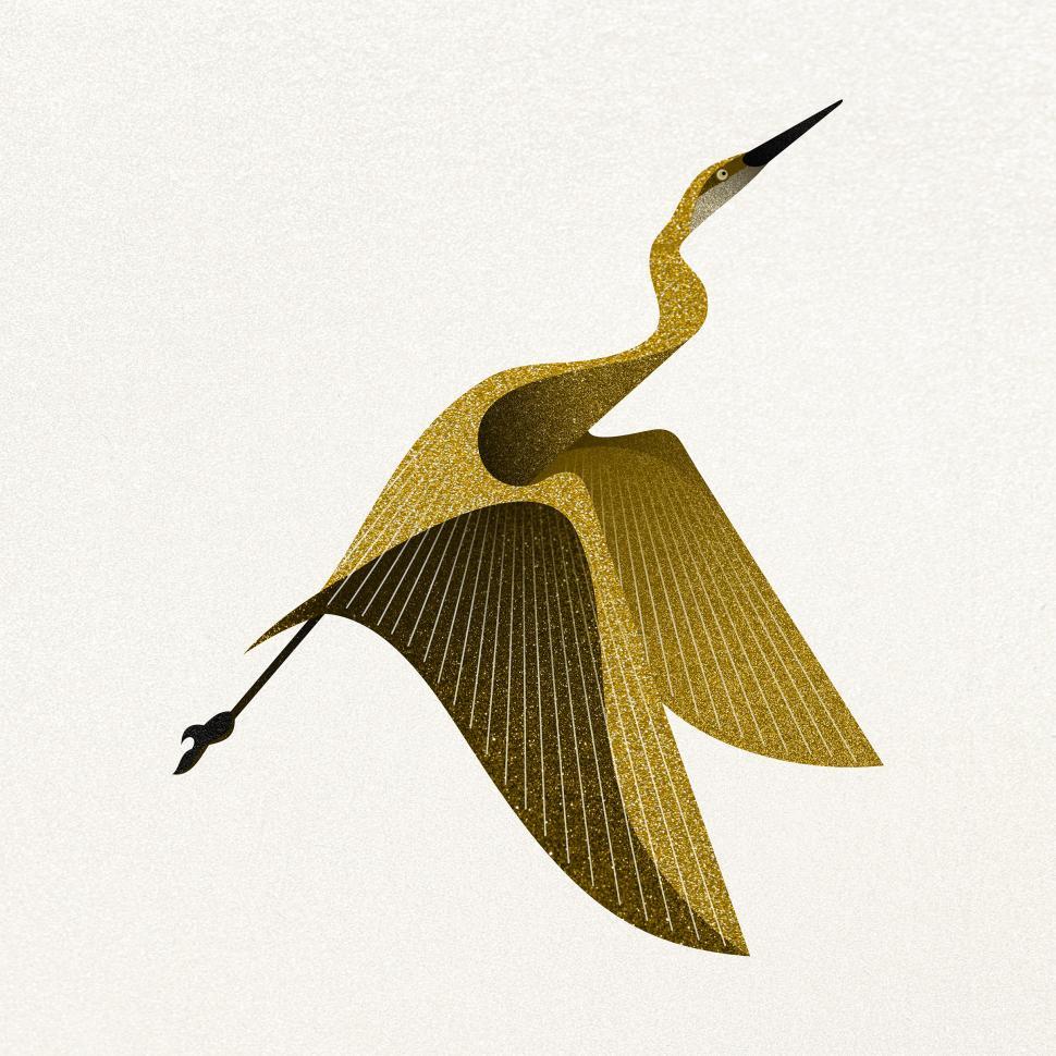 Free Image of Golden Bird - Heron - Flying Bird - Artistic Impression  