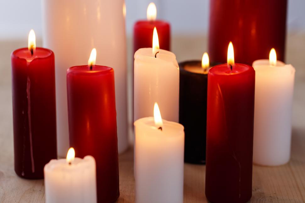 Free Image of Many beautiful lit candles 