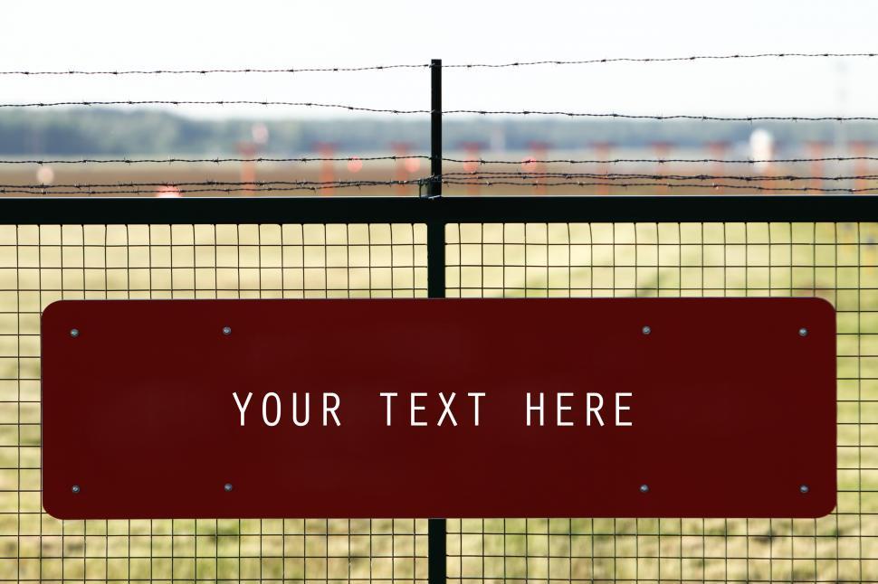 Free Image of Metallic plate on the fence - Your text here 