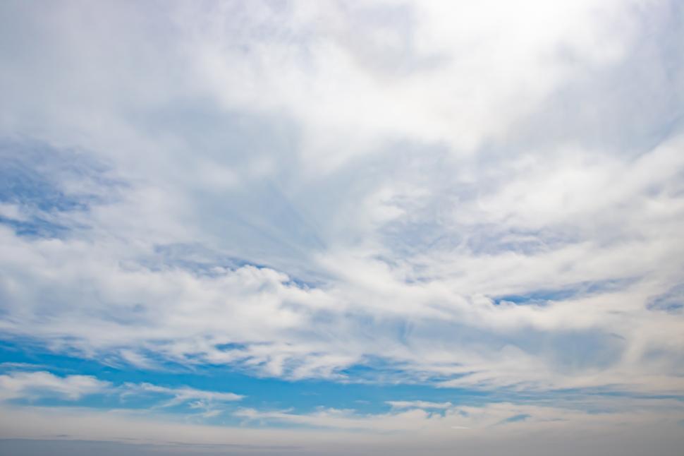Free Image of Beautiful blue sky background with white and soft clouds in a sunny day  