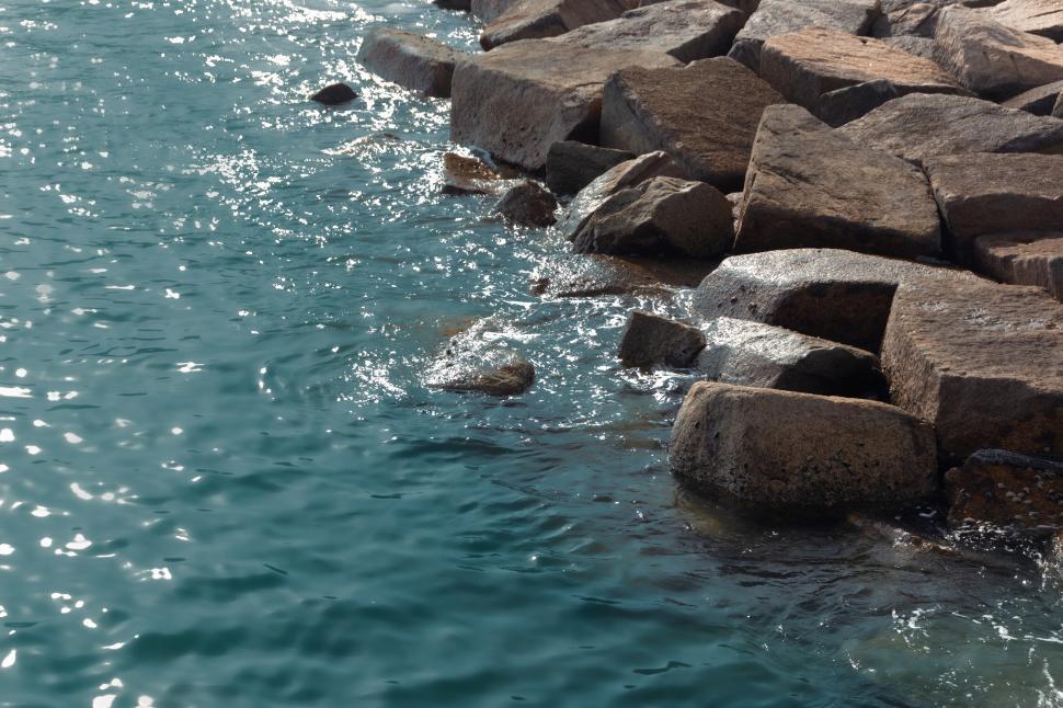 Free Image of Rocky Outcrop in Clear Waters 