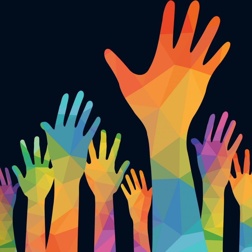 Free Image of Many Hands Up - Dark Background 