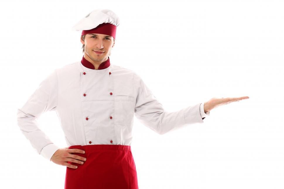 Free Image of Chef in uniform gesturing 