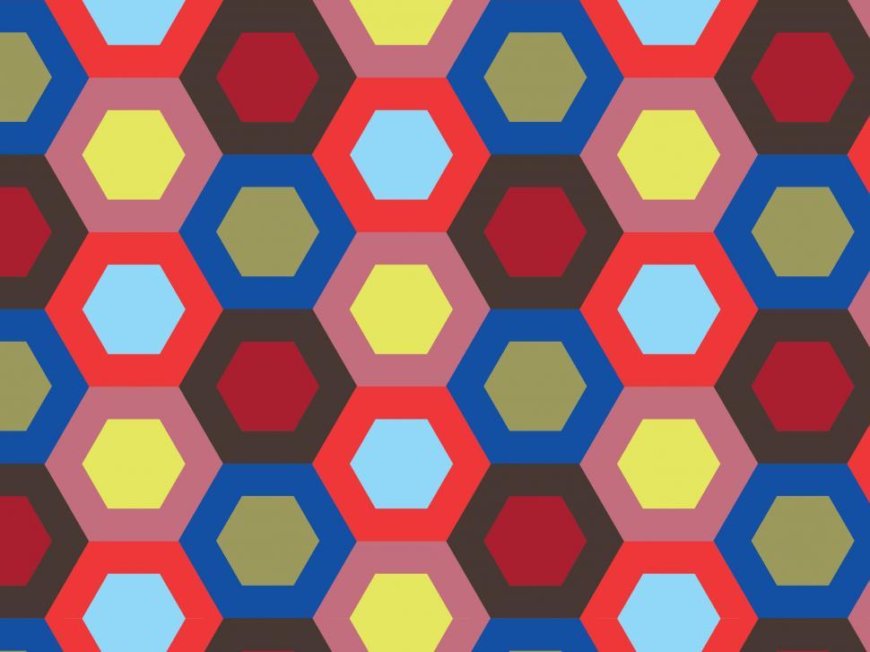Free Image of Colorful hexagonal repeat pattern  