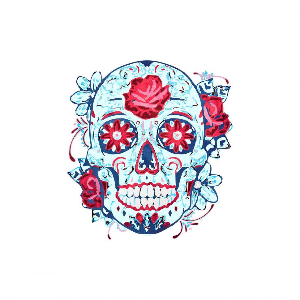 Free Image of Blue and Red Happy Skull 