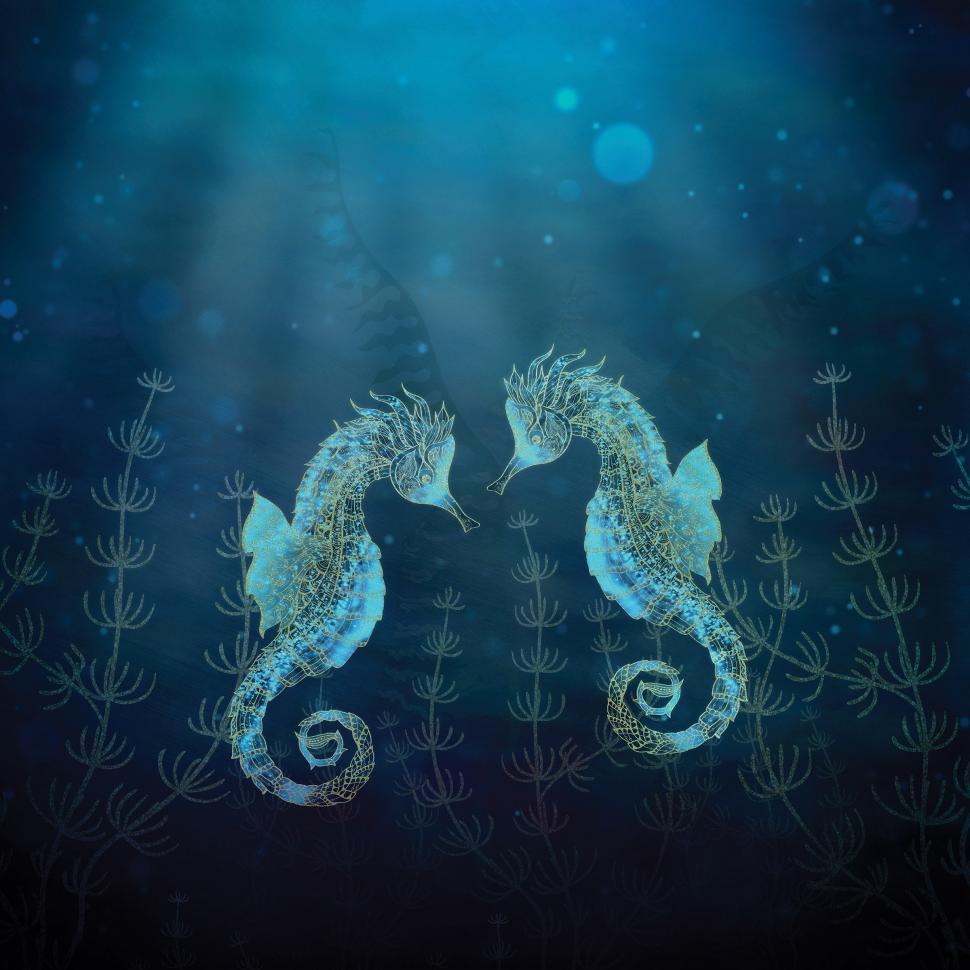 Free Image of Golden Seahorses 