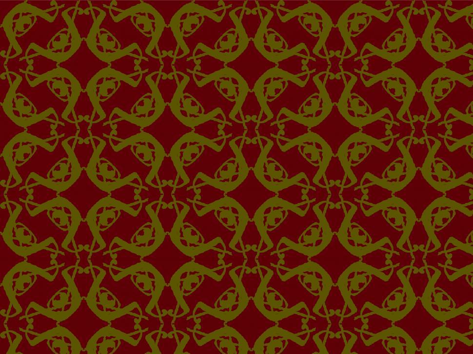 Free Image of Abstract gold repeat pattern on dark red  