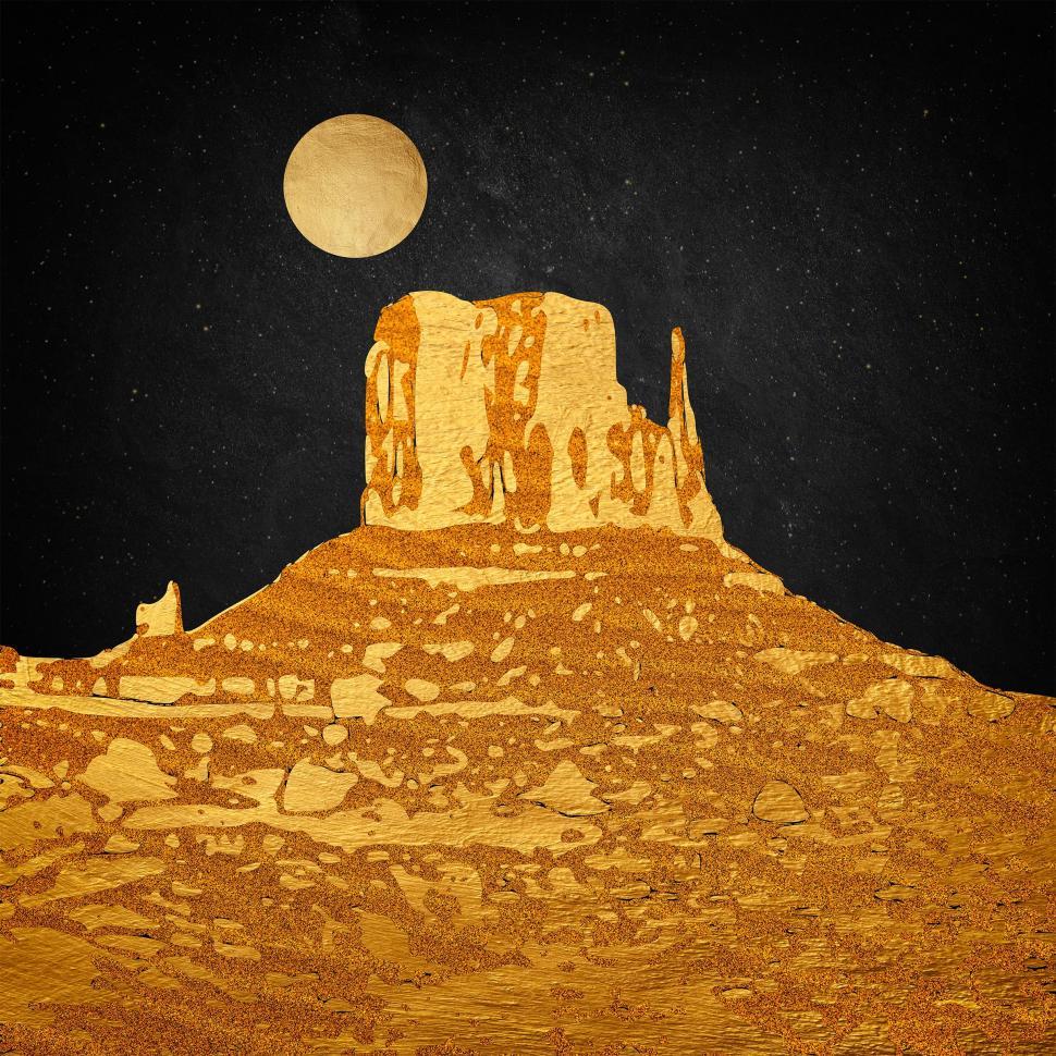Free Image of Golden Moon over Monument Valley - Abstract Contemporary Design 