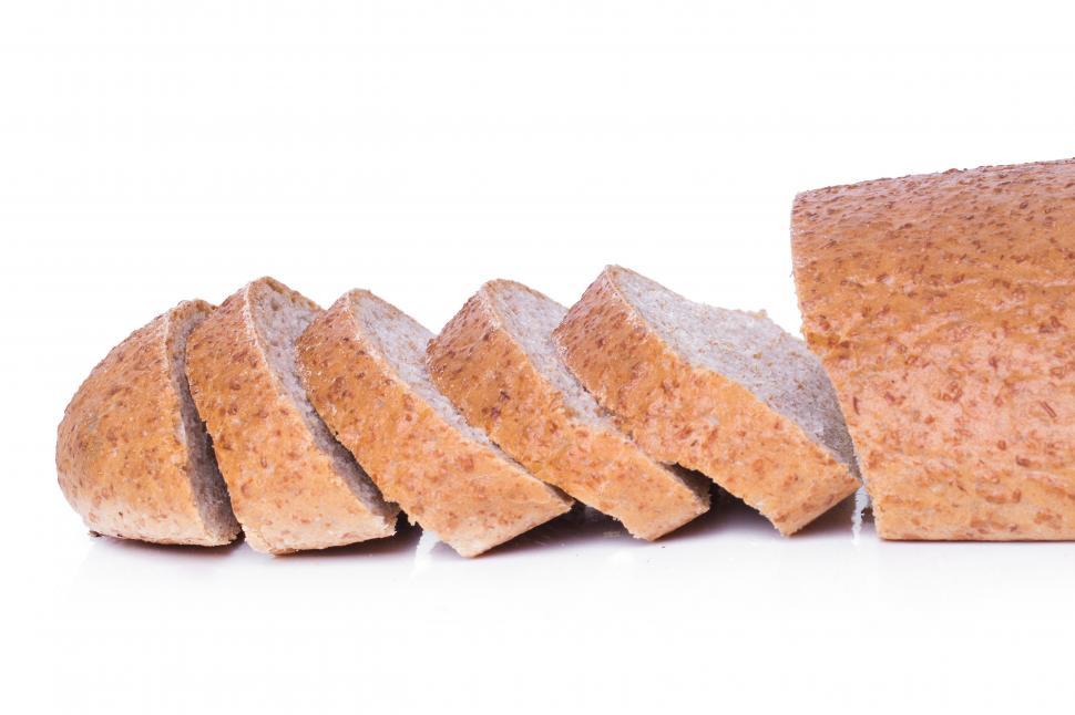 Free Image of Sliced loaf of freshly baked bread 