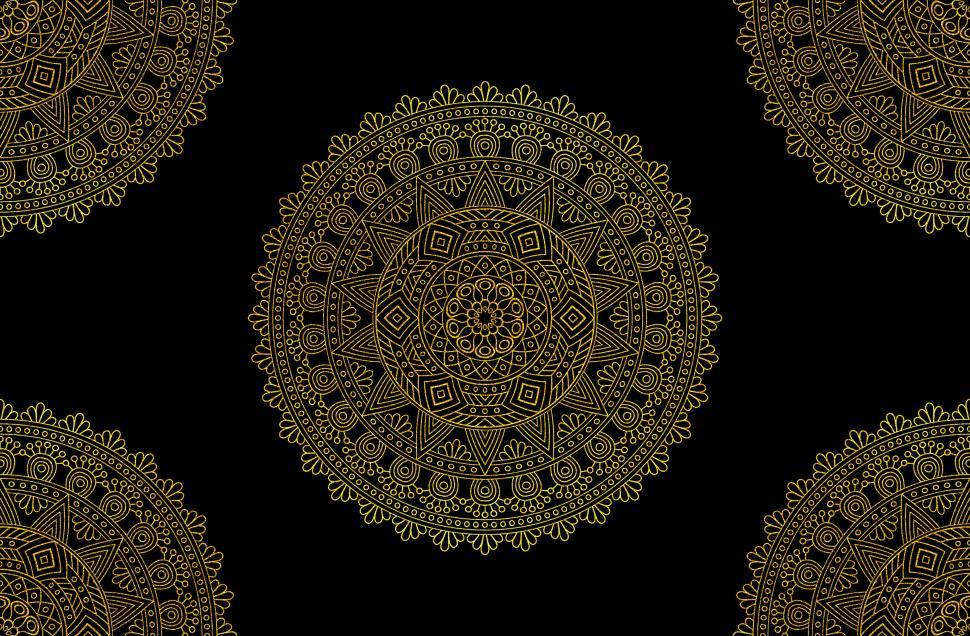 Free Image of Golden Mandala on Black Background - Gilded Texture 
