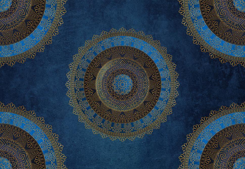 Free Image of Golden Mandala on Blue Background 