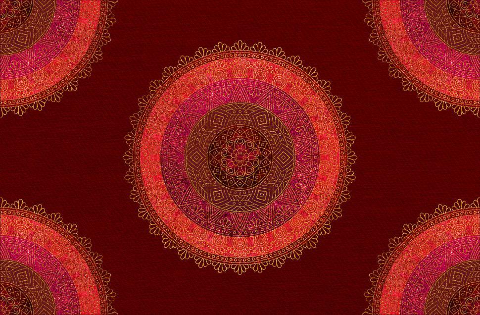 Free Image of Golden Mandala on Red Background - Gilded Texture 