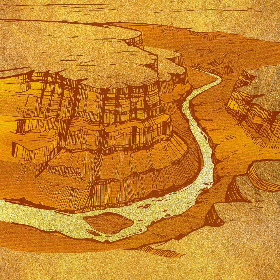 Free Image of Golden Grand Canyon - Abstract Landscape 