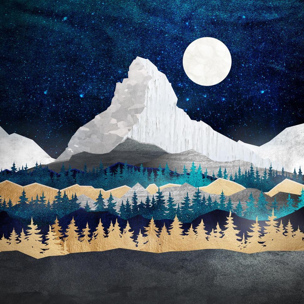 Free Image of Matterhorn at Night - Iconic Landscapes - Abstract Design 