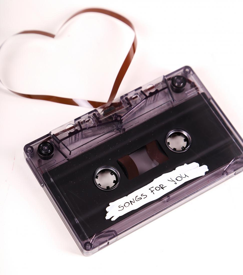 Free Image of Cassette tape with some tape unspooled 
