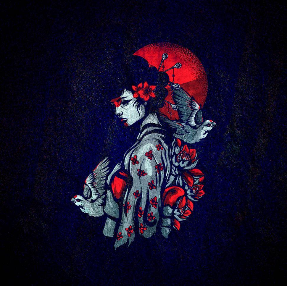 Free Image of The Wounded Geisha - Memoirs of Geisha - Texturized Design 