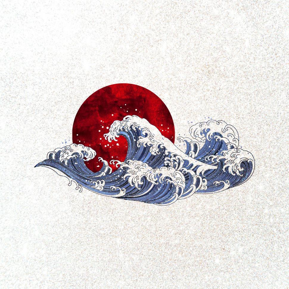 Download Free Stock Photo of Japanese Ocean Wave - Traditional Hokusai-inspired Art Texturize 