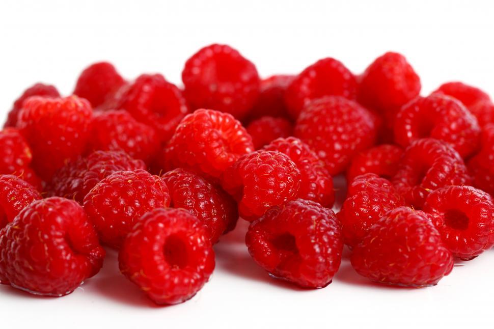 Free Image of Frame full of red ripe raspberries 