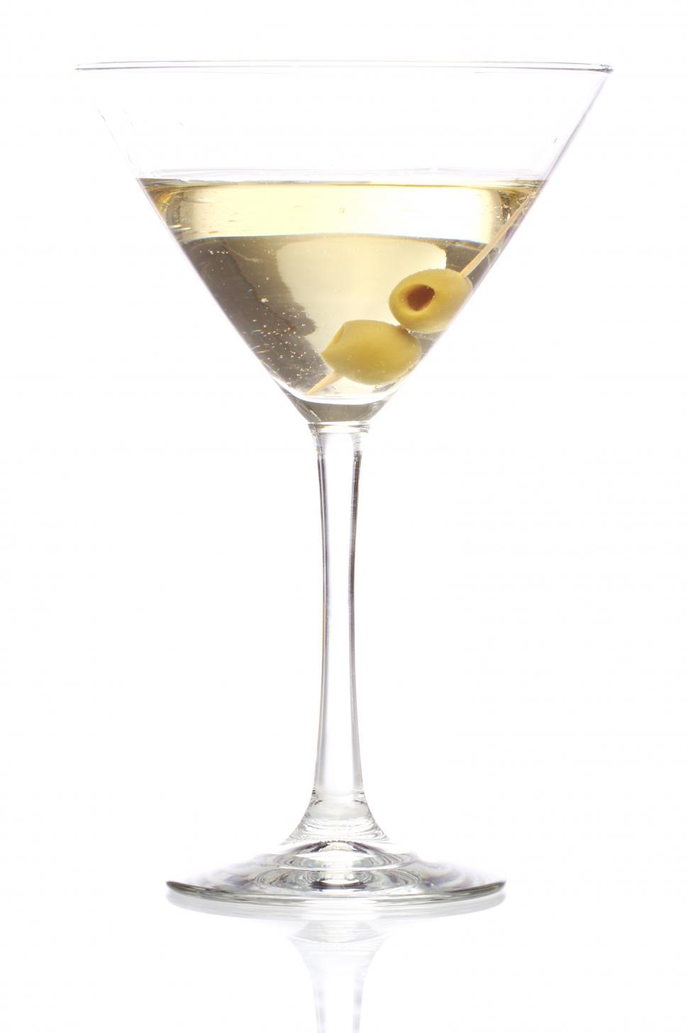 Free Image of Martini cocktail with two olives, up 