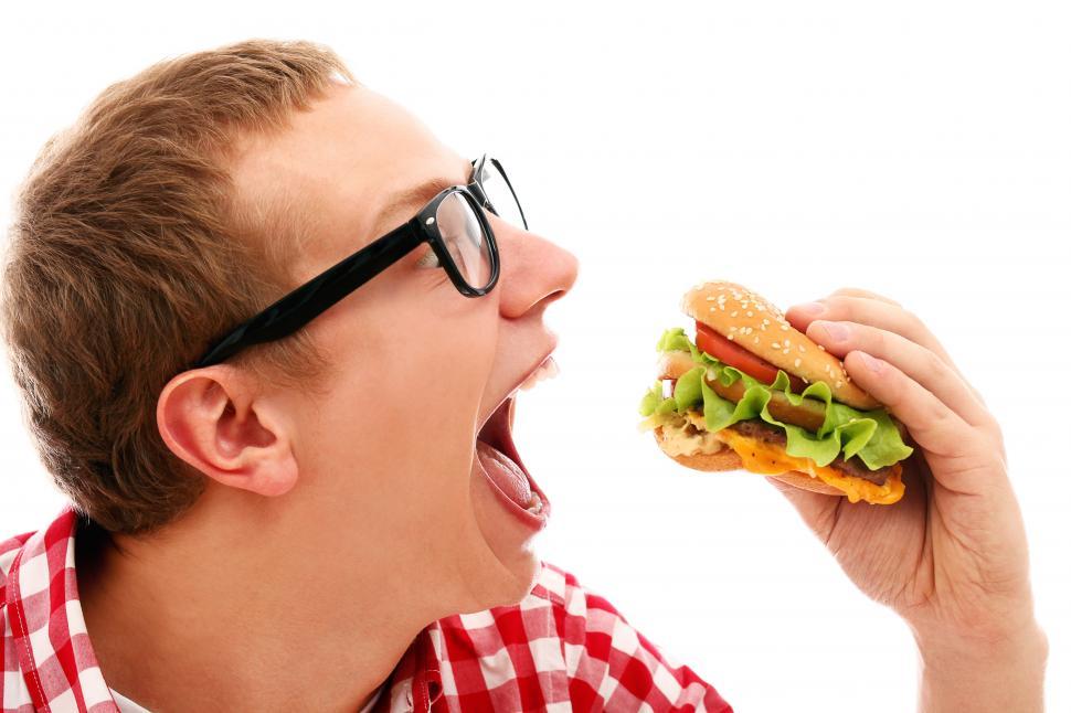 Free Image of Man vs Hamburger 