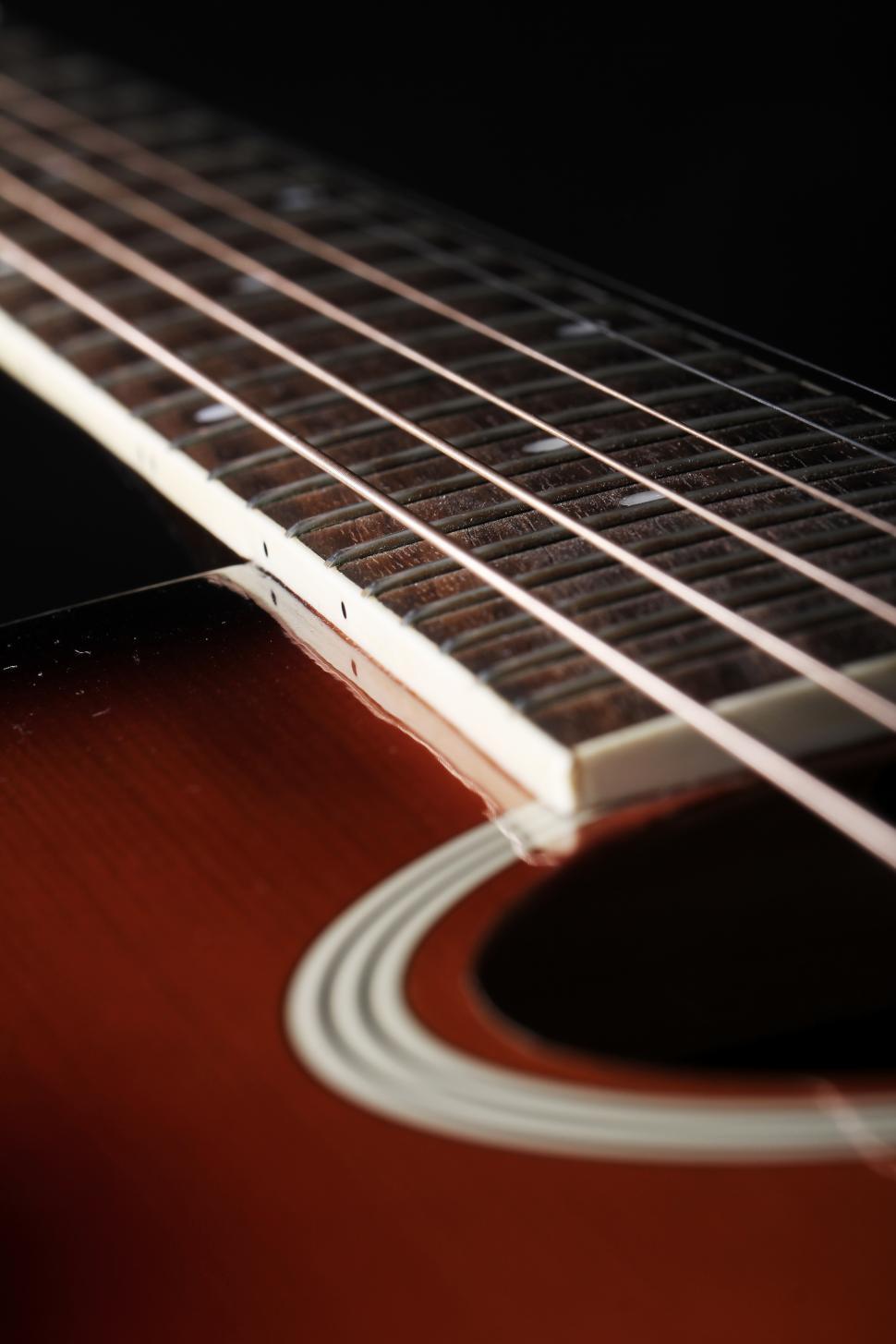Free Image of Strings of an acoustic guitar 