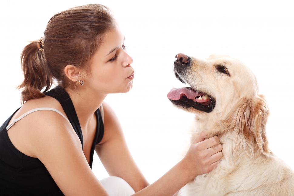 Free Image of Happy woman with her beautiful dog 