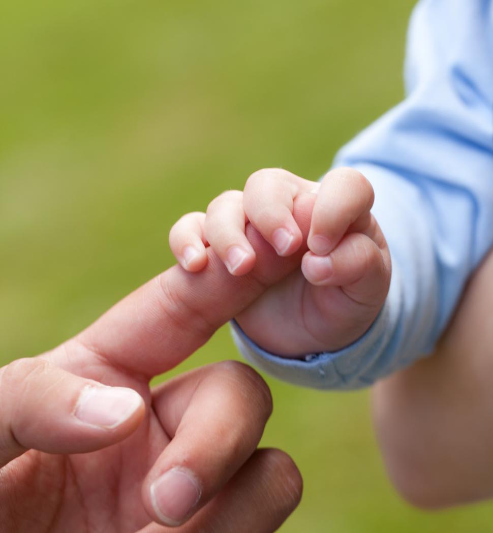 Free Image of Baby is holding finger of a parent 