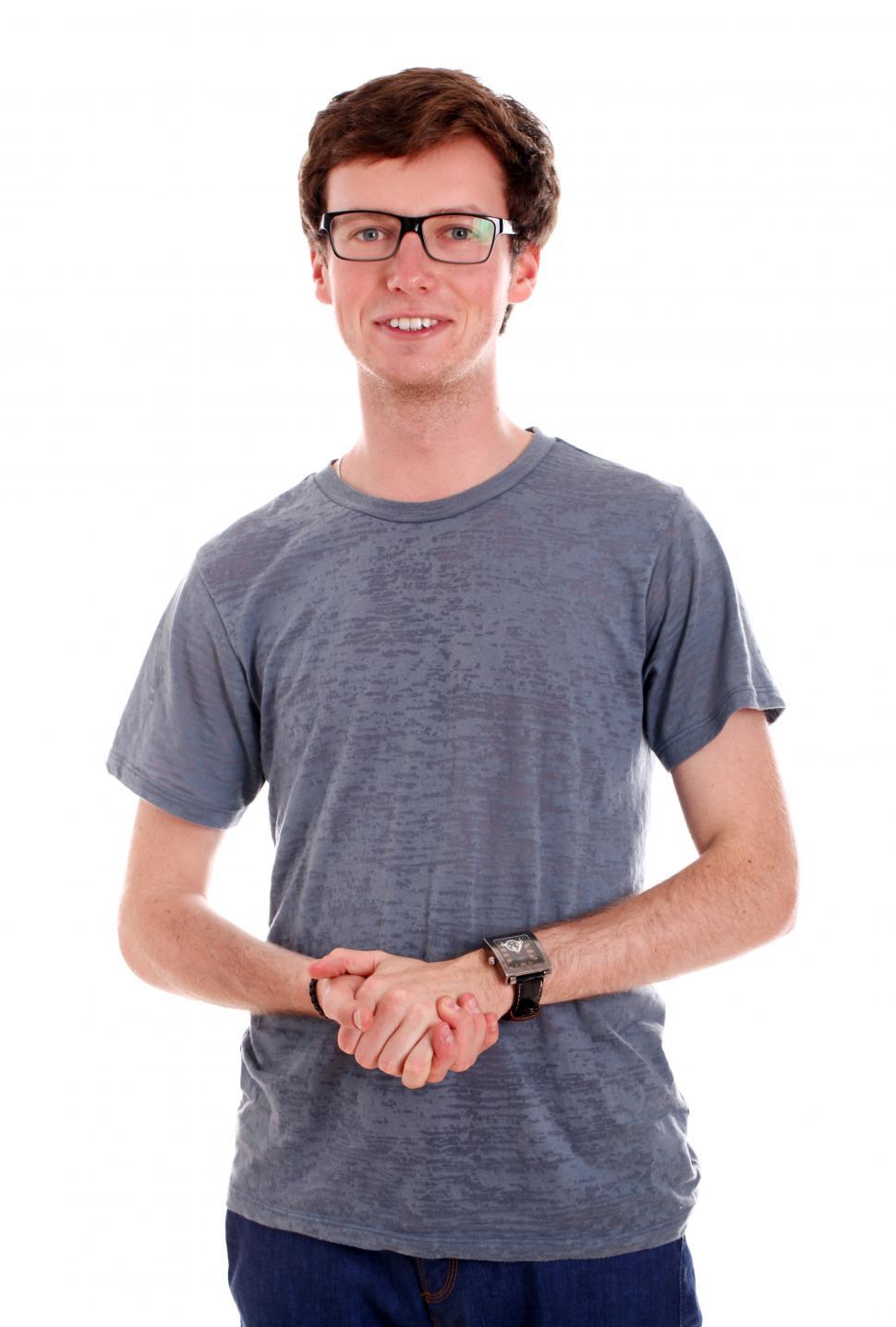 Free Image of Portrait of young happy guy in glasses 