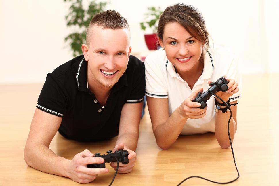 Free Image of Two people playing video games 